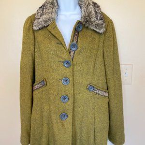 Free People Boho faux-fur collar coat